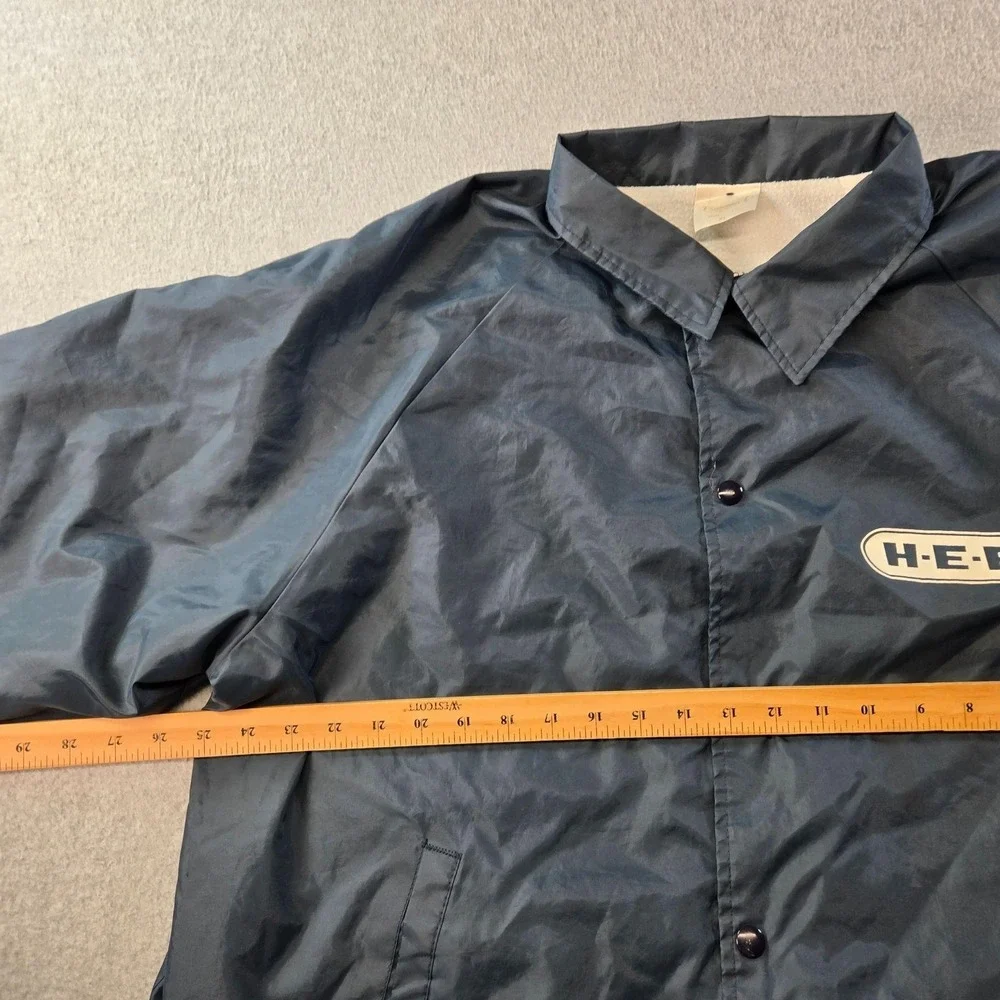 H-E-B Jacket Mens XL Blue Windbreaker Lined Insulated Pockets Collared